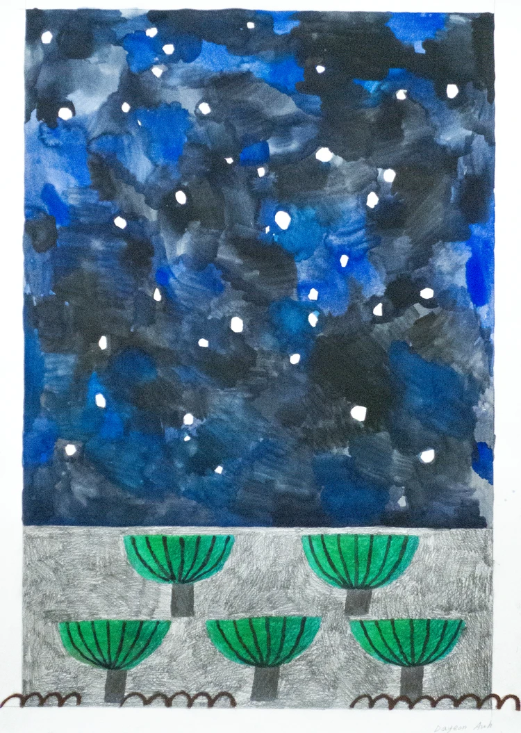 night sky and trees